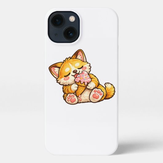かわいい猫のアイスクリーム iPhoneケース (裏面)