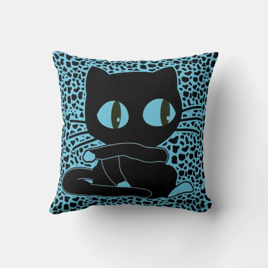 かわいい猫のアニマルプリント背景 クッション (裏面)