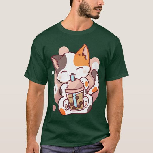 かわいい猫のアニメねこ女子 Tシャツ (正面)