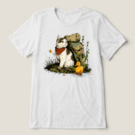 かわいい猫のアヒル雛バックパッカー トライブレンドTシャツ