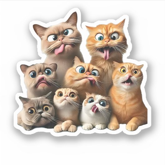かわいい猫のアートプリント シール (正面)