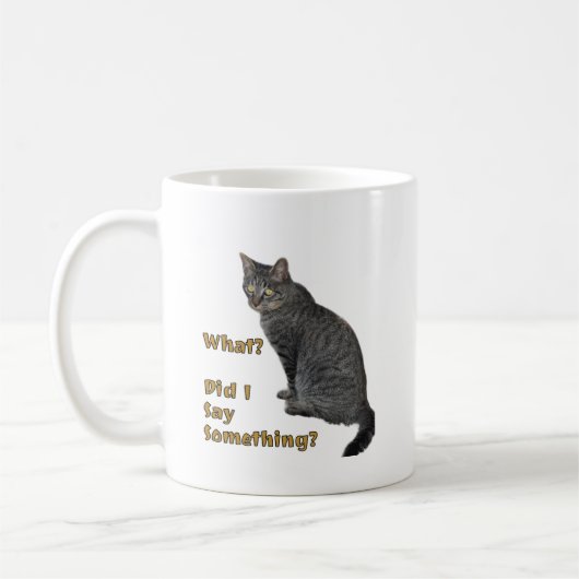かわいい猫のアート Did I Say Something コーヒーマグカップ (左)