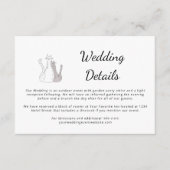 かわいい猫のイラストを使ったシンプルな結婚式の詳細 エンクロージャーカード (正面)