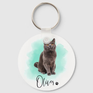 かわいい猫のイラストキーチェーン - 動物好きへのギフト キーホルダー