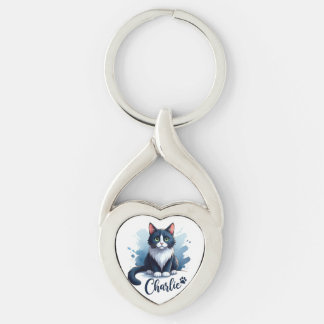 かわいい猫のイラストキーチェーン - 猫好きへのギフト キーホルダー
