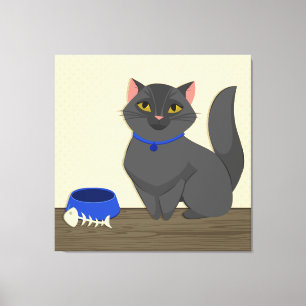 かわいい猫のイラストレーション キャンバスプリント