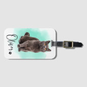 かわいい猫のイラスト付きトラベルタグ - 猫好きへのギフト ラゲッジタグ (正面横)