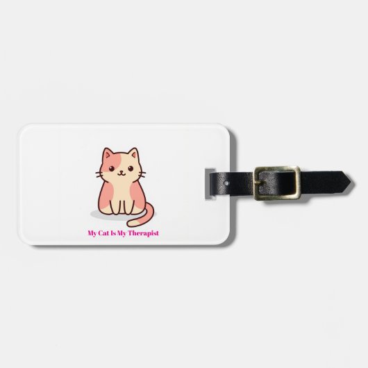 かわいい猫のイラスト付き荷物タグ ラゲッジタグ (正面横)