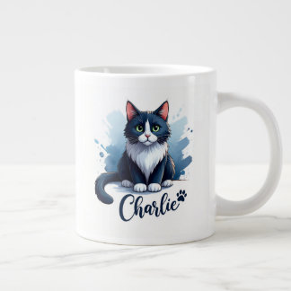 かわいい猫のイラスト入りマグカップ - 動物好きへのギフト ジャンボコーヒーマグカップ