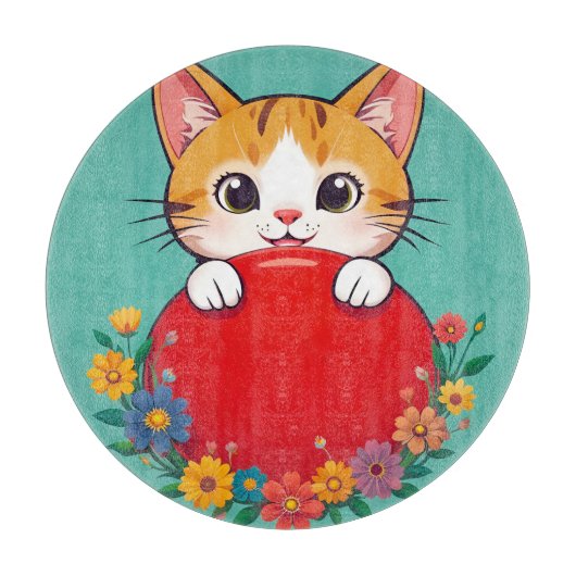かわいい猫のイラスト カッティングボード (正面)