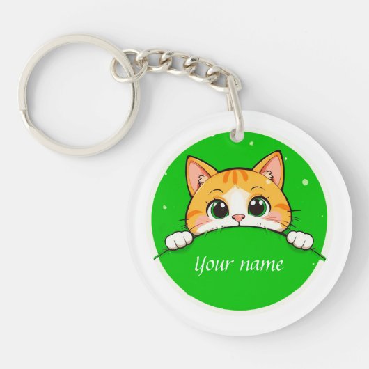 かわいい猫のイラスト キーホルダー (正面)