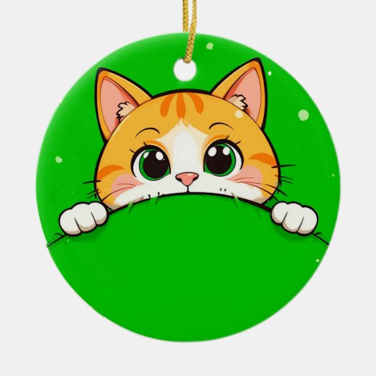 かわいい猫のイラスト セラミックオーナメント (正面)