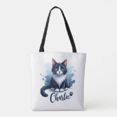 かわいい猫のイラスト トートバッグ - 猫好きへのギフト (裏面)