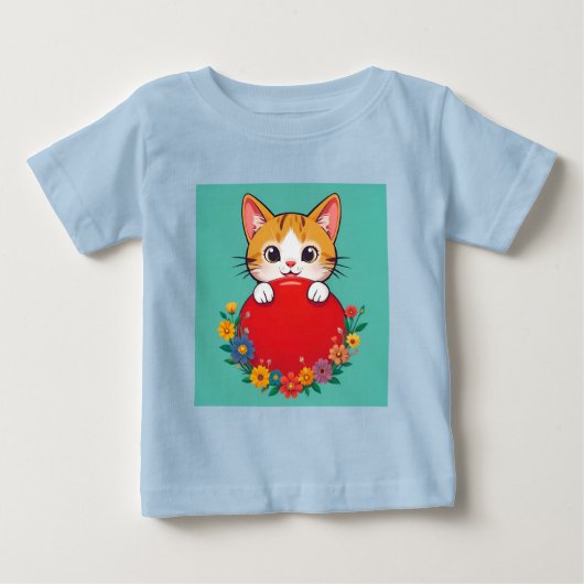 かわいい猫のイラスト ベビーTシャツ (正面)