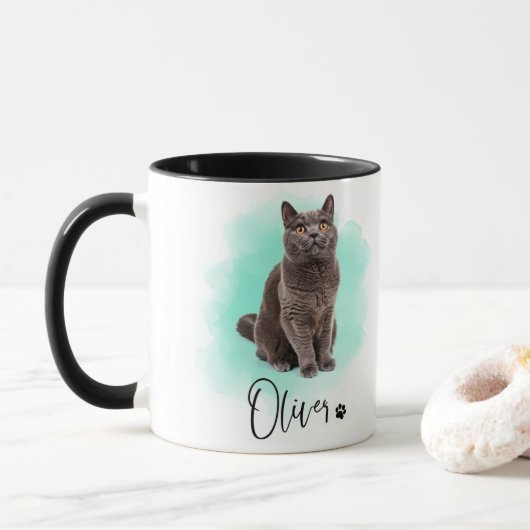 かわいい猫のイラスト マグカップ - 動物好きへのギフト (ドーナツ)
