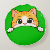 かわいい猫のイラスト ラウンドクッション (裏面)