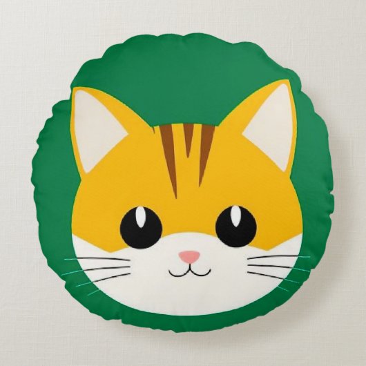 かわいい猫のイラスト ラウンドクッション (正面)
