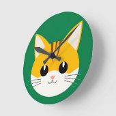 かわいい猫のイラスト ラウンド壁時計 (傾斜)