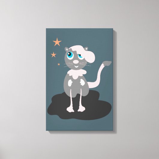 かわいい猫のイラスト 子供 キティ キャンバスプリント (正面)
