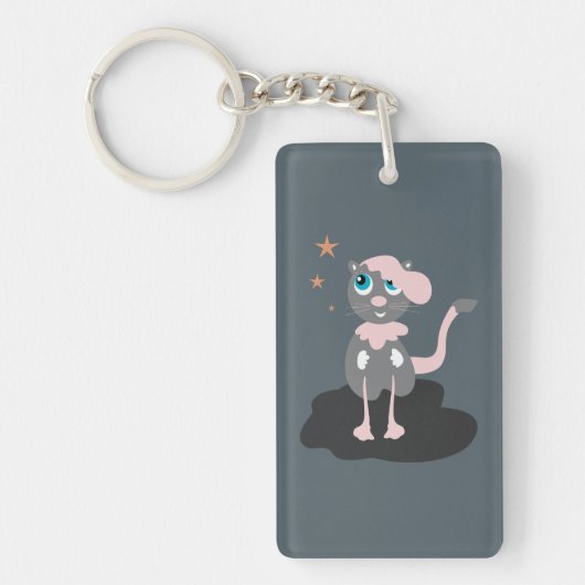 かわいい猫のイラスト 子供 キティ キーホルダー (正面)