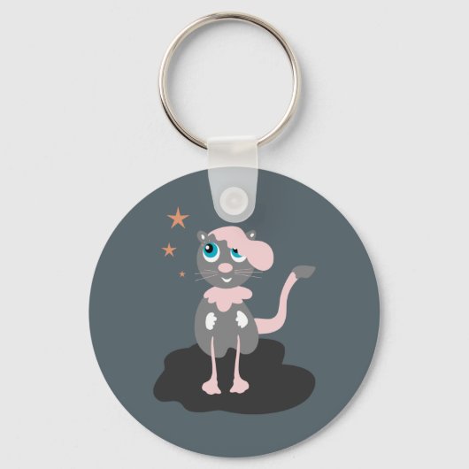 かわいい猫のイラスト 子供 キティ キーホルダー (正面)