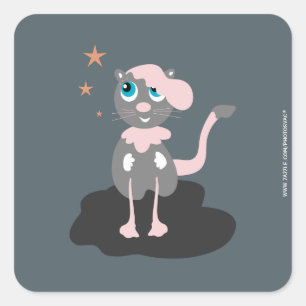 かわいい猫のイラスト 子供 キティ スクエアシール