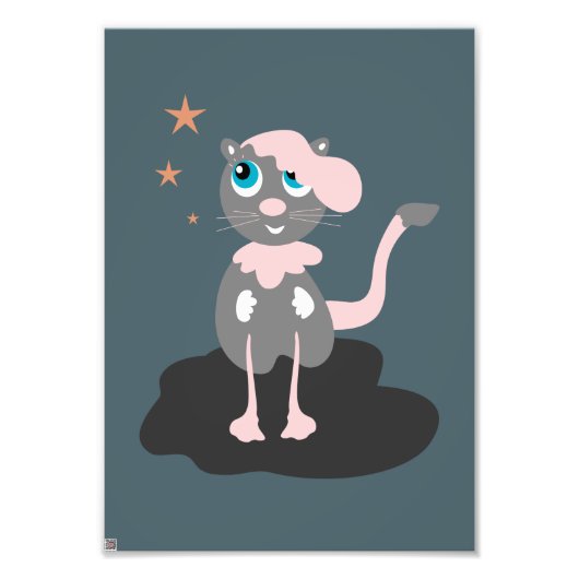 かわいい猫のイラスト 子供 キティ フォトプリント            (正面)