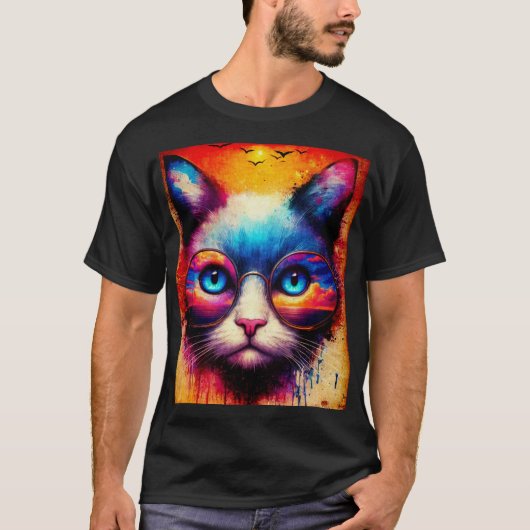 かわいい猫のイラストTシャツ Tシャツ (正面)