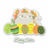 かわいい猫のイースター ステッカー 春の楽しみ シール (正面)