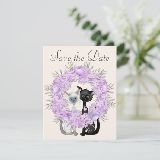 かわいい猫のイースター・セーブ・ザ・デート結婚案内 招待状 (スタンド正面)