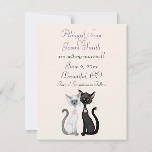 かわいい猫のイースター・セーブ・ザ・デート結婚案内 招待状 (裏面)