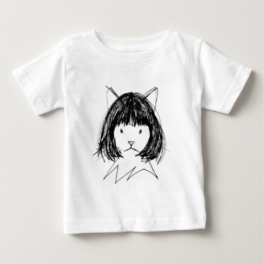 かわいい猫のウィッグ (スタイル7) ファインアート ベビーTシャツ (正面)