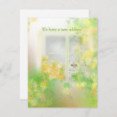 かわいい猫のウィンドウに新しいアドレスフラットノートカード ノートカード (正面/裏面)