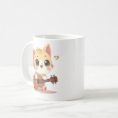 かわいい猫のウクレレの瞬間 コーヒーマグカップ (正面左)