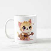 かわいい猫のウクレレの瞬間 コーヒーマグカップ (左)