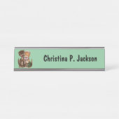 かわいい猫のオスとメス共有ラットミントグリーン デスクネームプレート (正面)