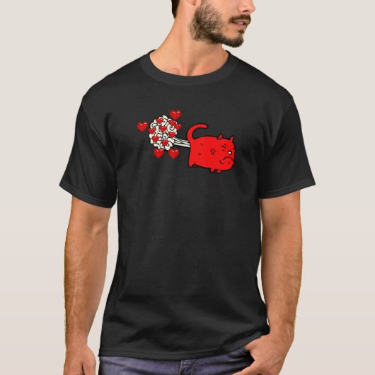 かわいい猫のオナラハート Tシャツ (正面)