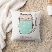 かわいい猫のオーダーメイド名前入りデザイン クッション (ブランケット)