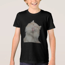かわいい猫のカスタムペット写真キッズTシャツ トライブレンドTシャツ