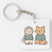 「かわいい猫のカップルのおしゃれ」 キーホルダー (正面)