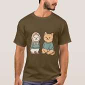 「かわいい猫のカップルのおしゃれ」 Tシャツ (正面)
