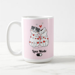 かわいい猫のカップルのバレンタインイラスト コーヒーマグカップ