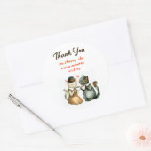 かわいい猫のカップルの結婚式のお礼 ラウンドシール (封筒)