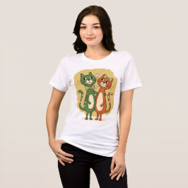 かわいい猫のカップルデザイン トライブレンドTシャツ