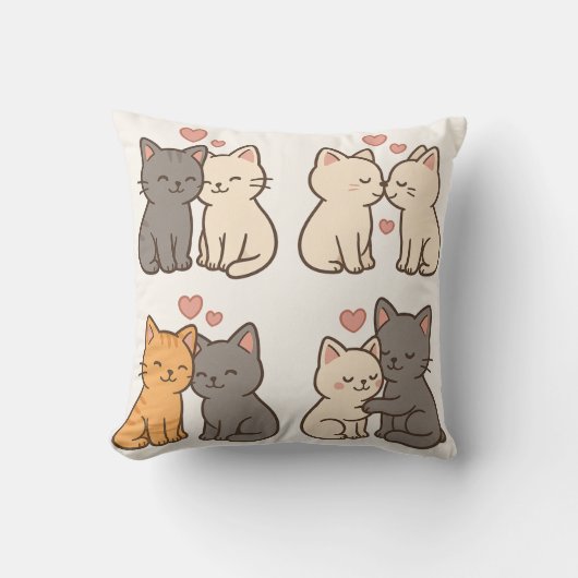 かわいい猫のカップル枕 クッション (正面)