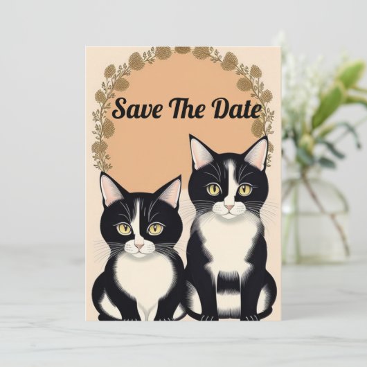 かわいい猫のカップル 招待状 (スタンド正面)