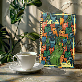 かわいい猫のカラフルなパターン ノートブック