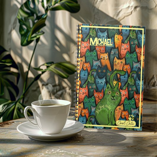 かわいい猫のカラフルなパターン ノートブック