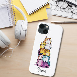 かわいい猫のカラフルな水彩面白い動物のカスタムデザイン iPhone 13ケース