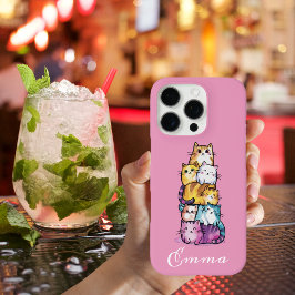 かわいい猫のカラフルな水彩面白い動物のカスタムデザイン iPhone 16 PROケース
